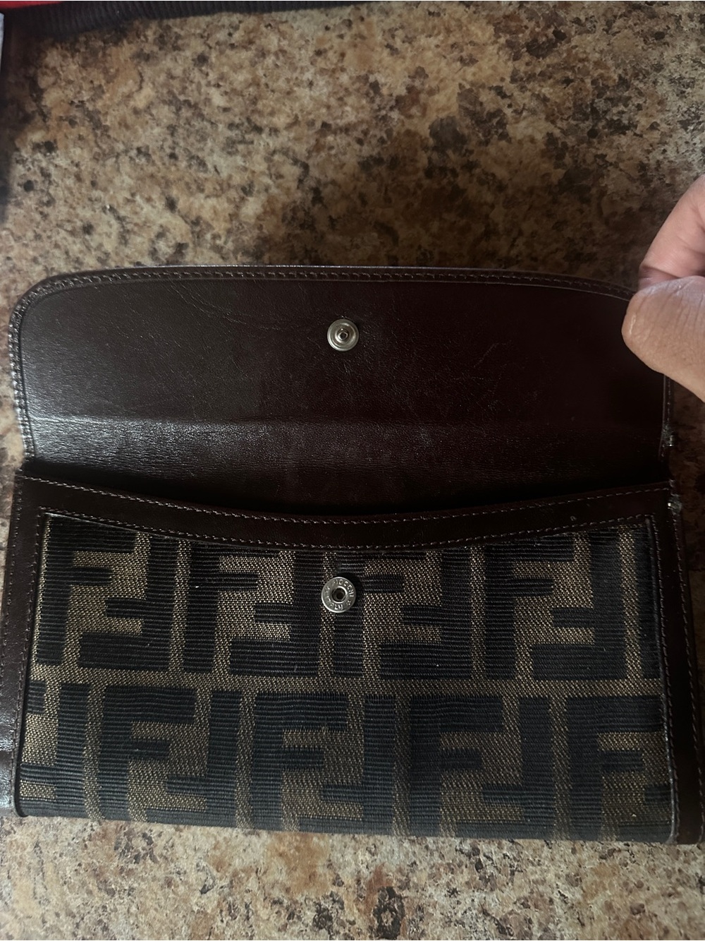 Fendi Brown and Dark Brown FF Monogram Folded Wallet - Picture 6 of 7